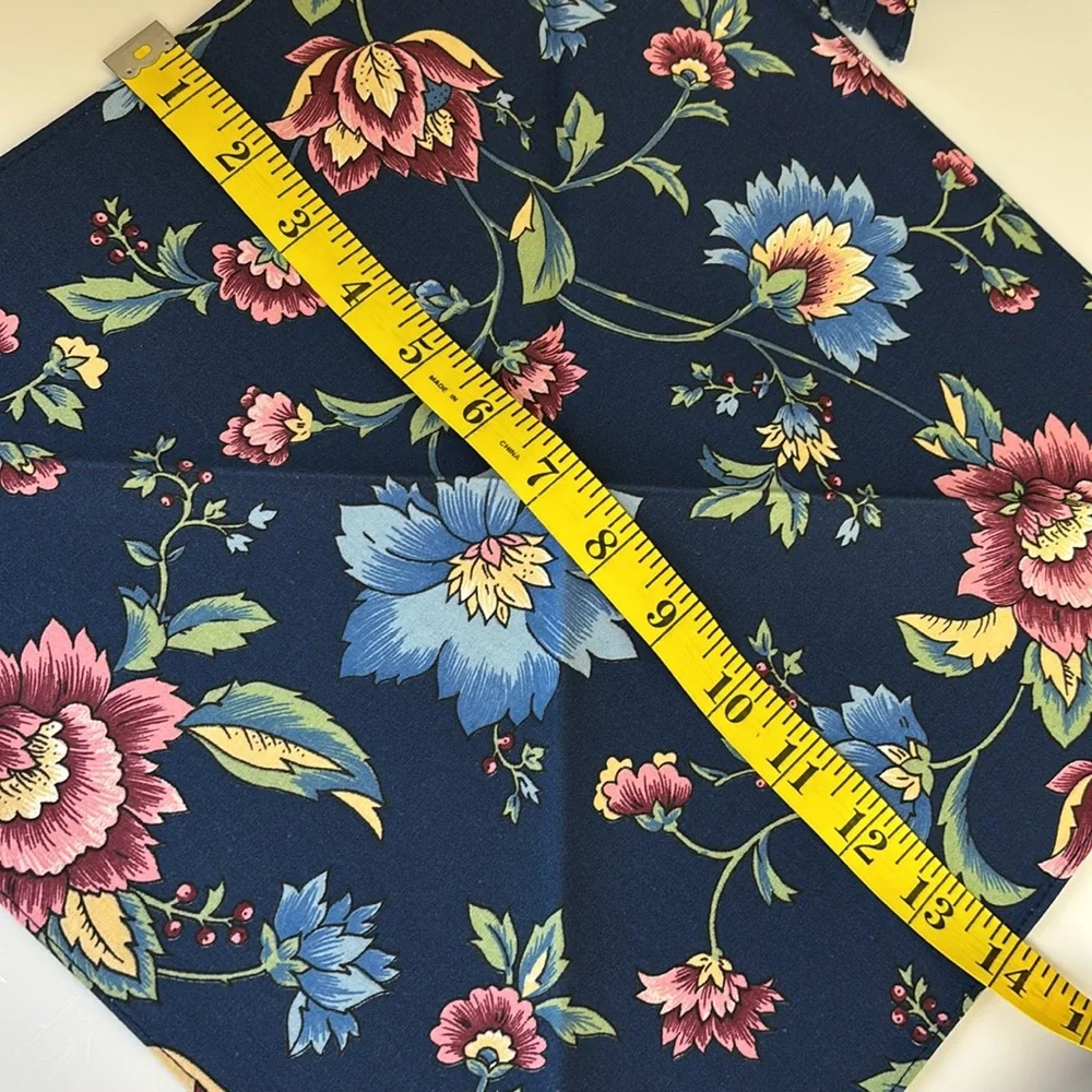Set of 10 Quilted Fabric Blue Floral Placemats W/ Matching NeverUsed Napkins